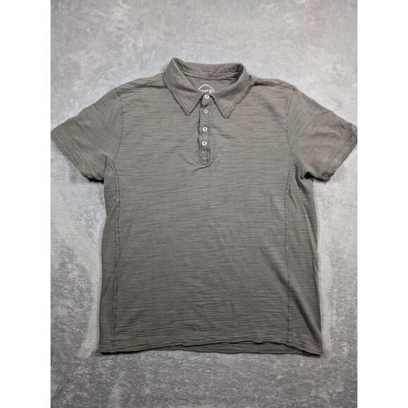 BKE Buckle Polo Shirt Men Large Gray Athletic Fit Distressed Raw Trim Streetwear - Picture 1 of 9